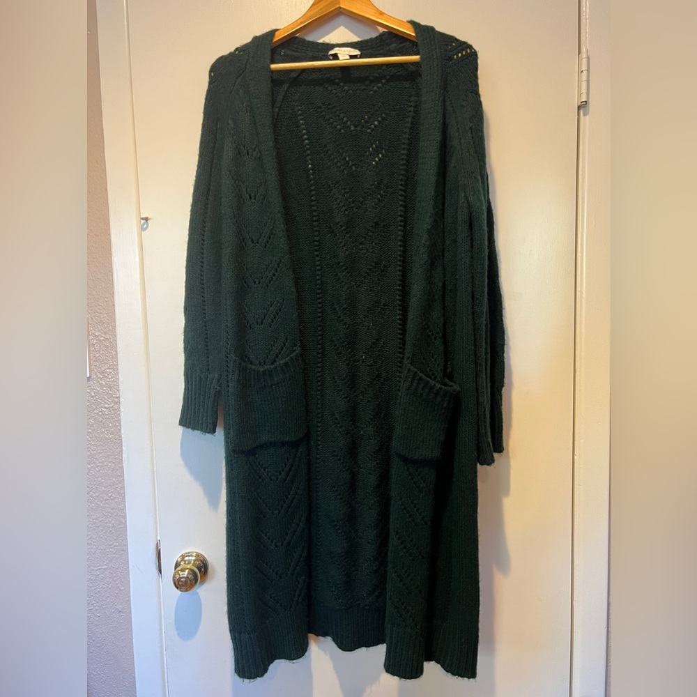 Chelsea & Violet Duster Cardigan Forest Green Size Small